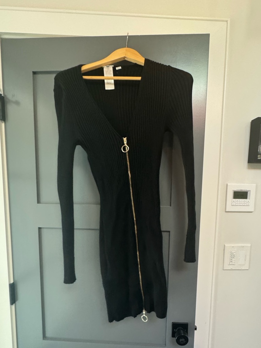 Wolford Black Ribbed Zip-Front Mini Dress